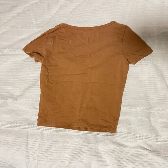 Hollister Cropped Ruched Button-Up Top Brown Orange - XS - Picture 7 of 10